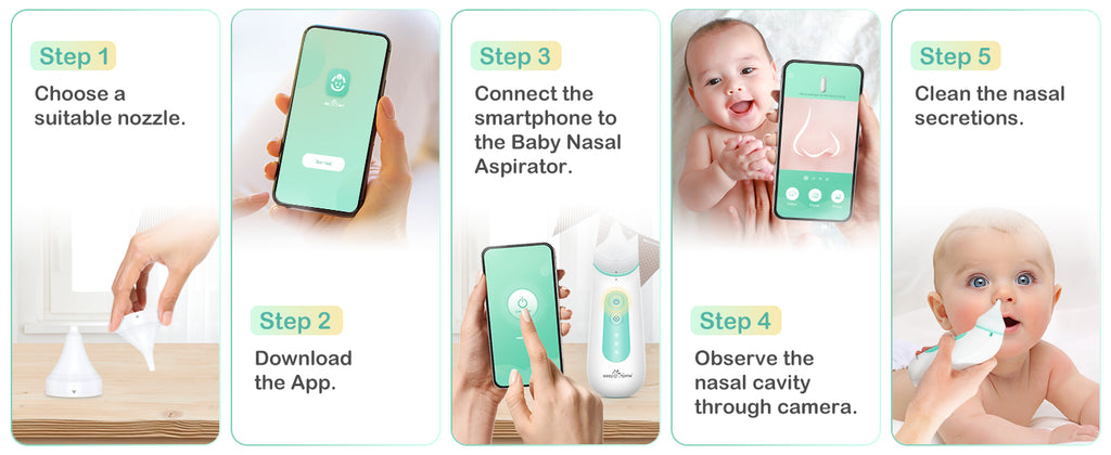 Electric Baby Nasal Aspirator with iOS & Android App-Controlled Camera
