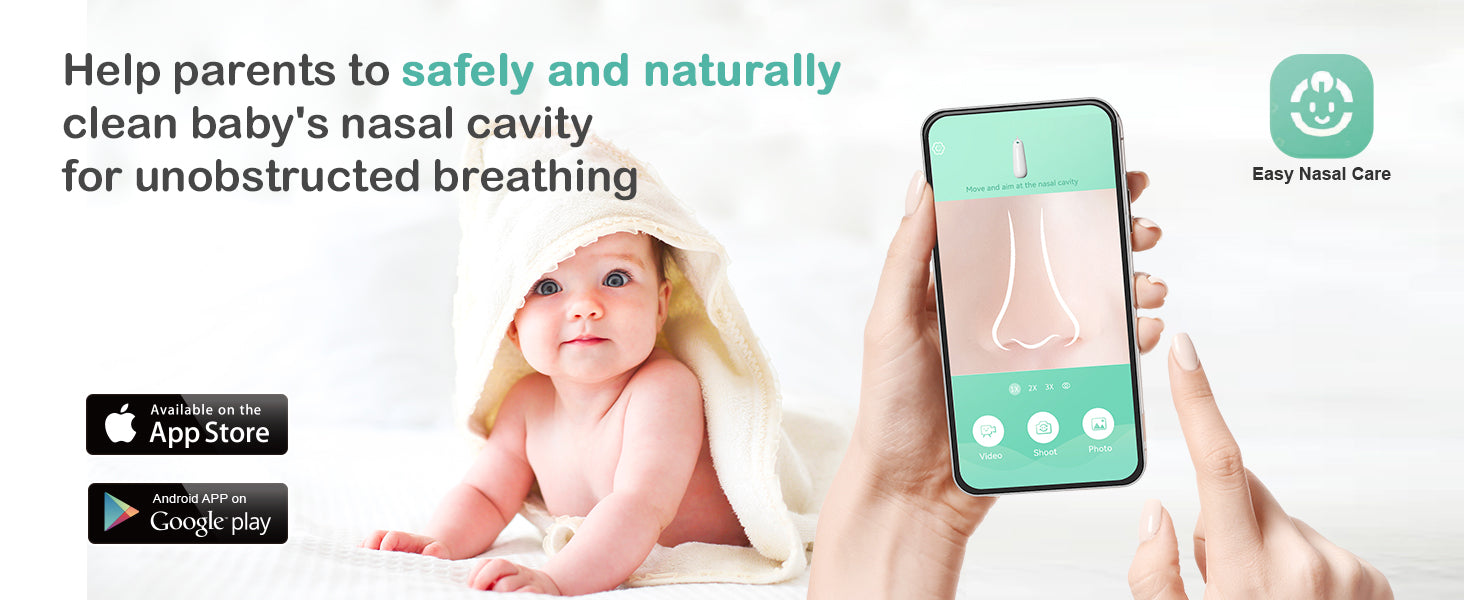 Electric Baby Nasal Aspirator with iOS & Android App-Controlled Camera