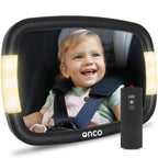 LED Baby Car Mirror with Remote-Controlled Light