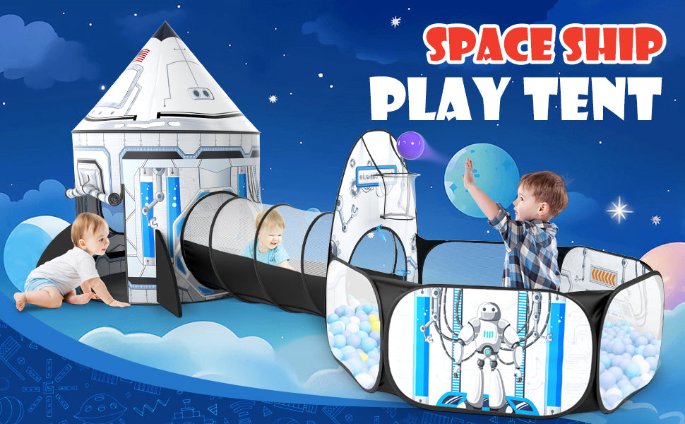 GalaxyQuest™ 3-in-1 Kids Play Tent, Ball Pit & Crawl Tunnel Set