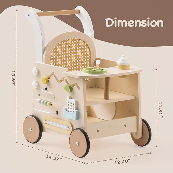 TinySteps™ Wooden Baby Walker & Activity Center