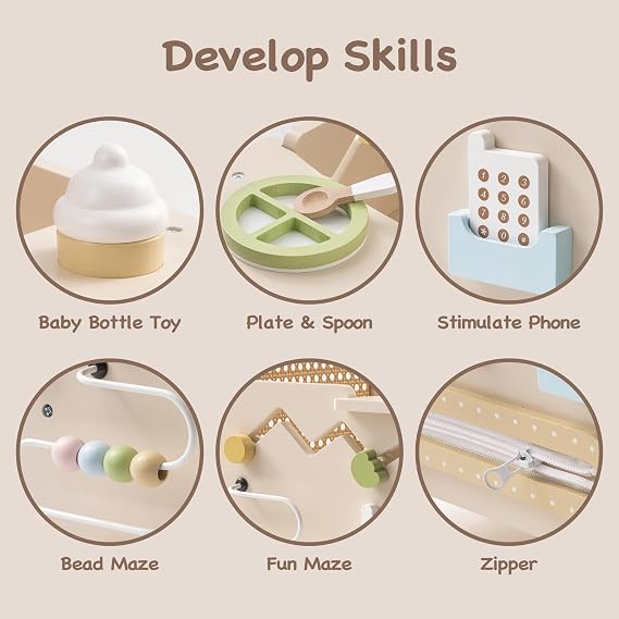 TinySteps™ Wooden Baby Walker & Activity Center