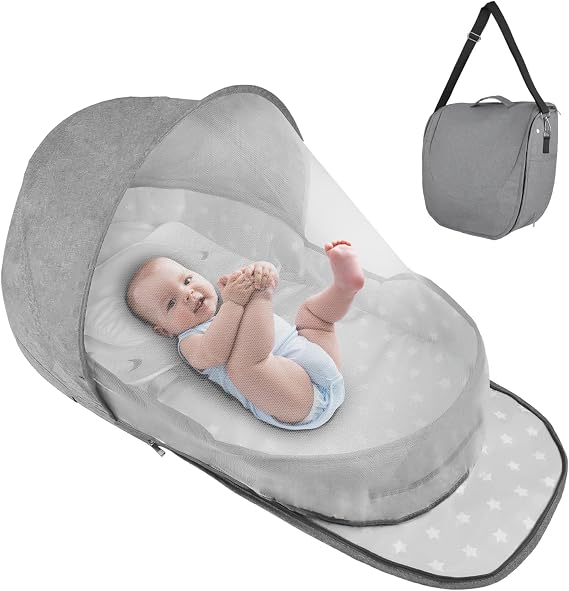CozyNest™ Portable Travel Bassinet with Mosquito Net & Canopy