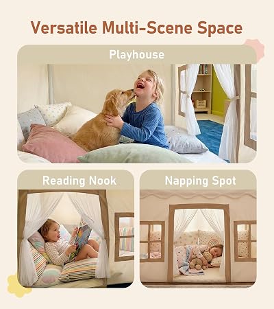 DreamCastle™ Large Kids Play Tent with Star Lights & Play Mat