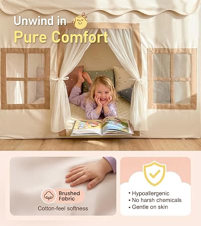 DreamCastle™ Large Kids Play Tent with Star Lights & Play Mat