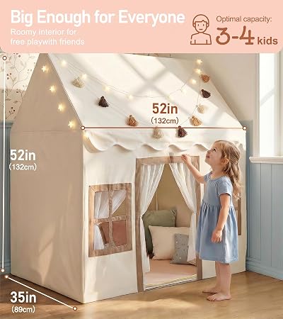 DreamCastle™ Large Kids Play Tent with Star Lights & Play Mat