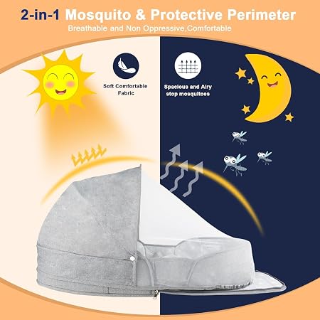 CozyNest™ Portable Travel Bassinet with Mosquito Net & Canopy