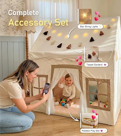 DreamCastle™ Large Kids Play Tent with Star Lights & Play Mat