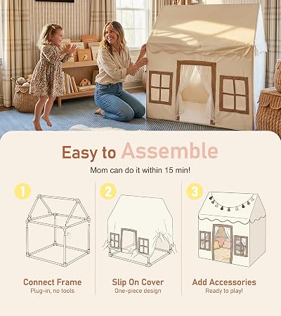 DreamCastle™ Large Kids Play Tent with Star Lights & Play Mat
