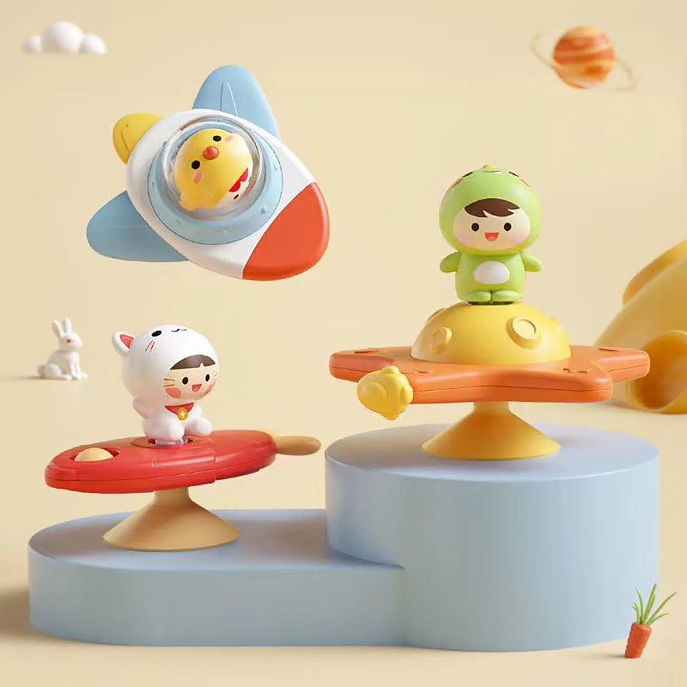 Cartoon Airplane Spinner Bath Toy - Table Stick