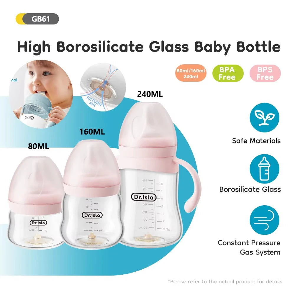 Wide-Neck Glass Baby Feeding Bottle