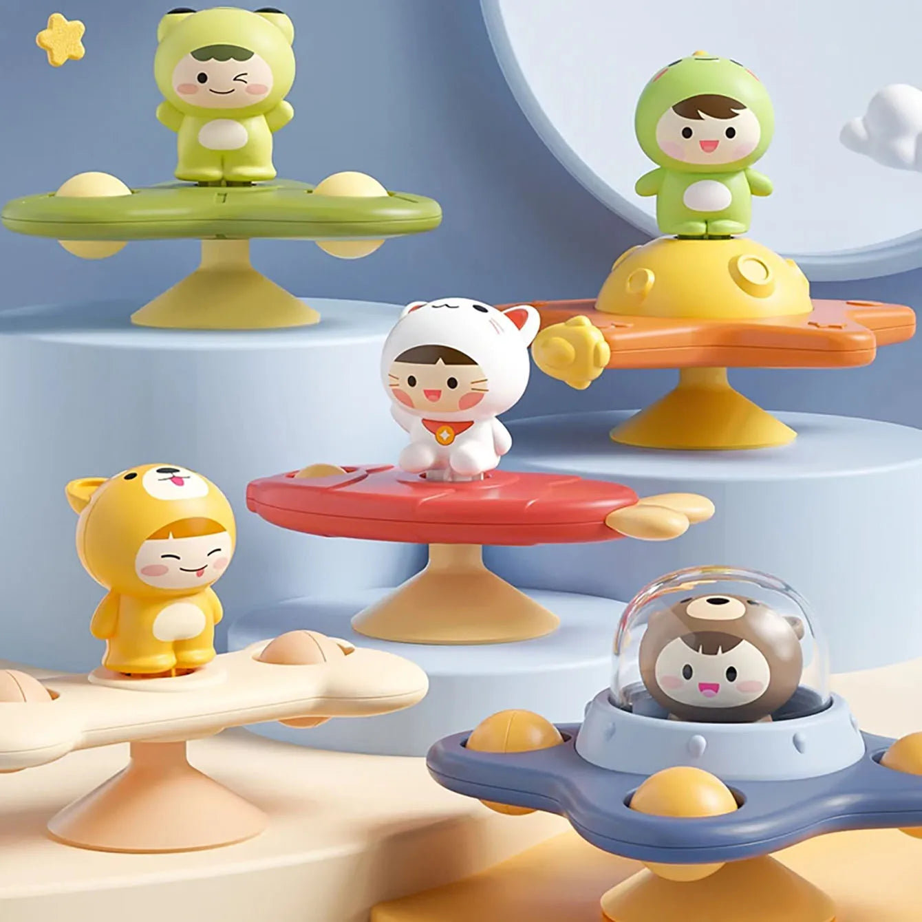 Cartoon Airplane Spinner Bath Toy - Table Stick