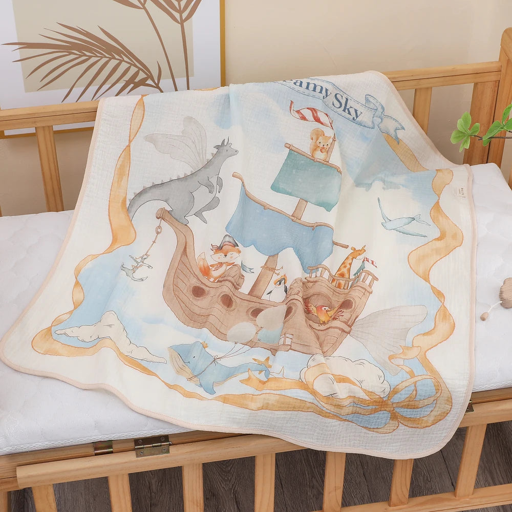 Cartoon Hooded Baby Bath Towel & Swaddle Blanket
