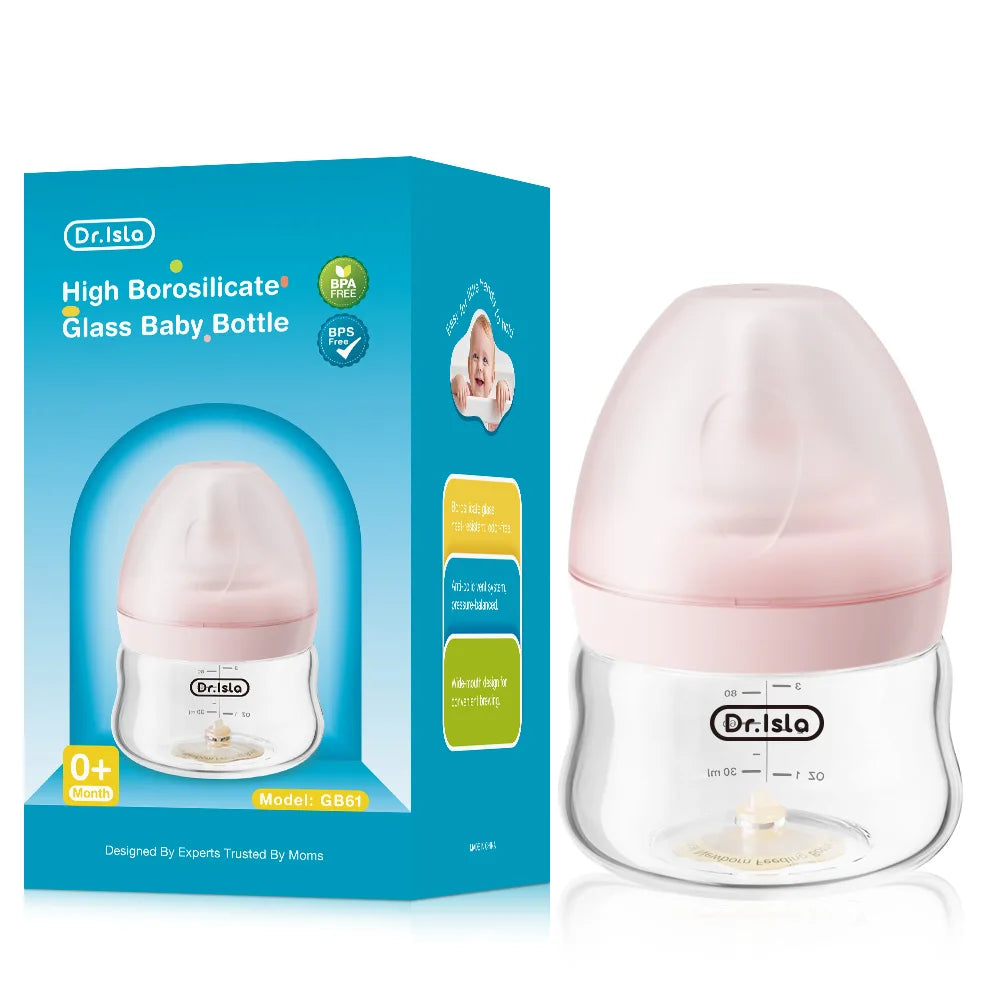 Wide-Neck Glass Baby Feeding Bottle