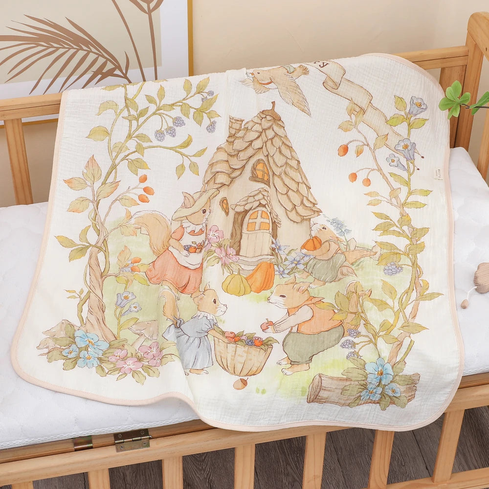 Cartoon Hooded Baby Bath Towel & Swaddle Blanket