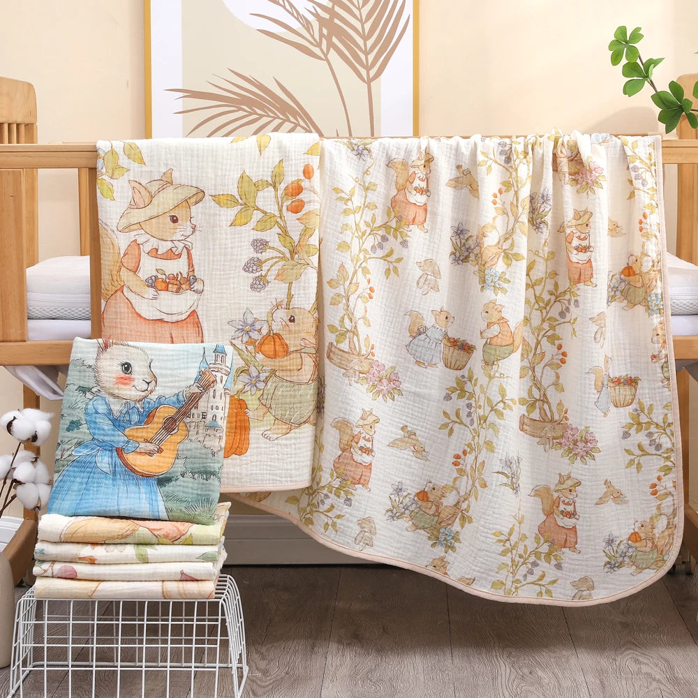 Cartoon Hooded Baby Bath Towel & Swaddle Blanket