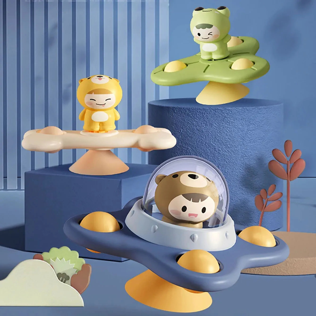 Cartoon Airplane Spinner Bath Toy - Table Stick