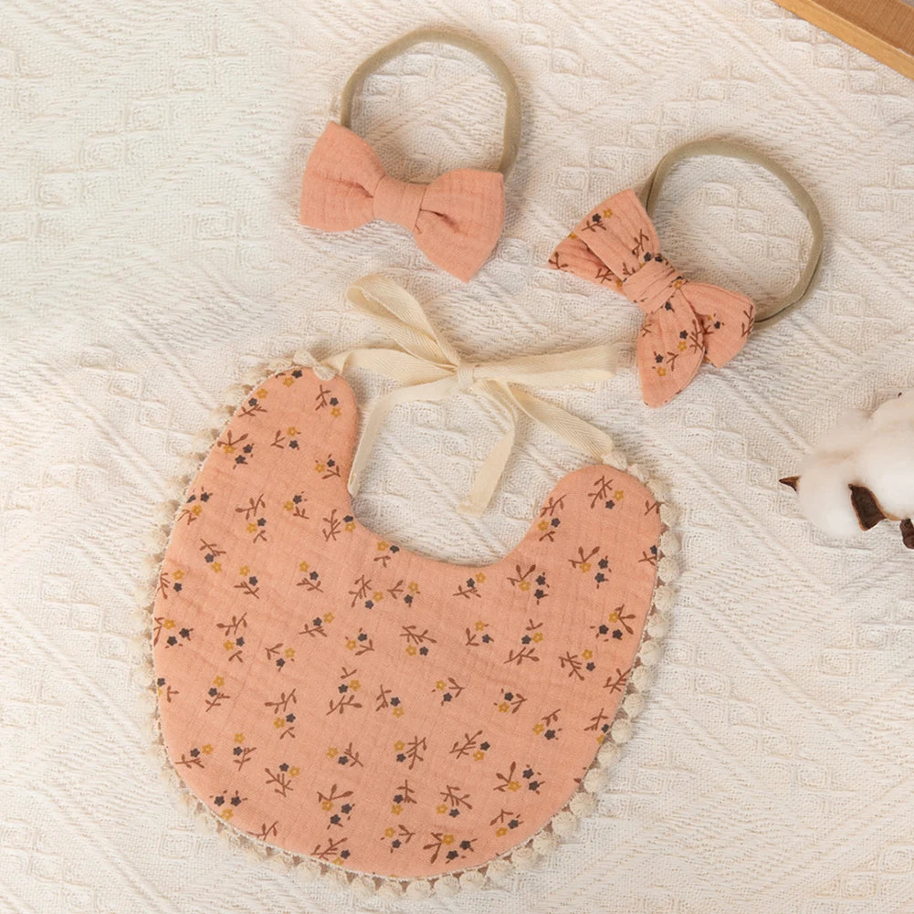 3-Piece Floral Baby Bib & Headband Set
