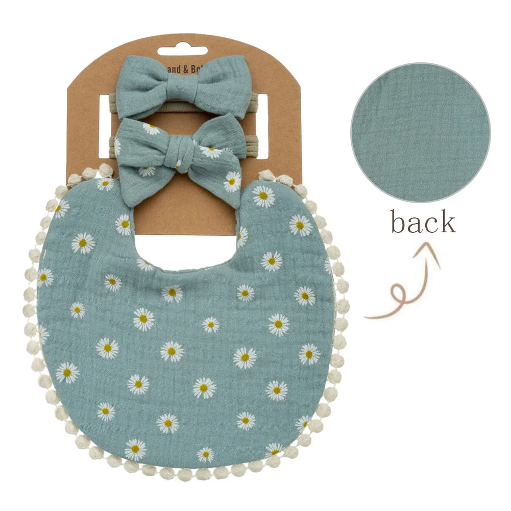 3-Piece Floral Baby Bib & Headband Set