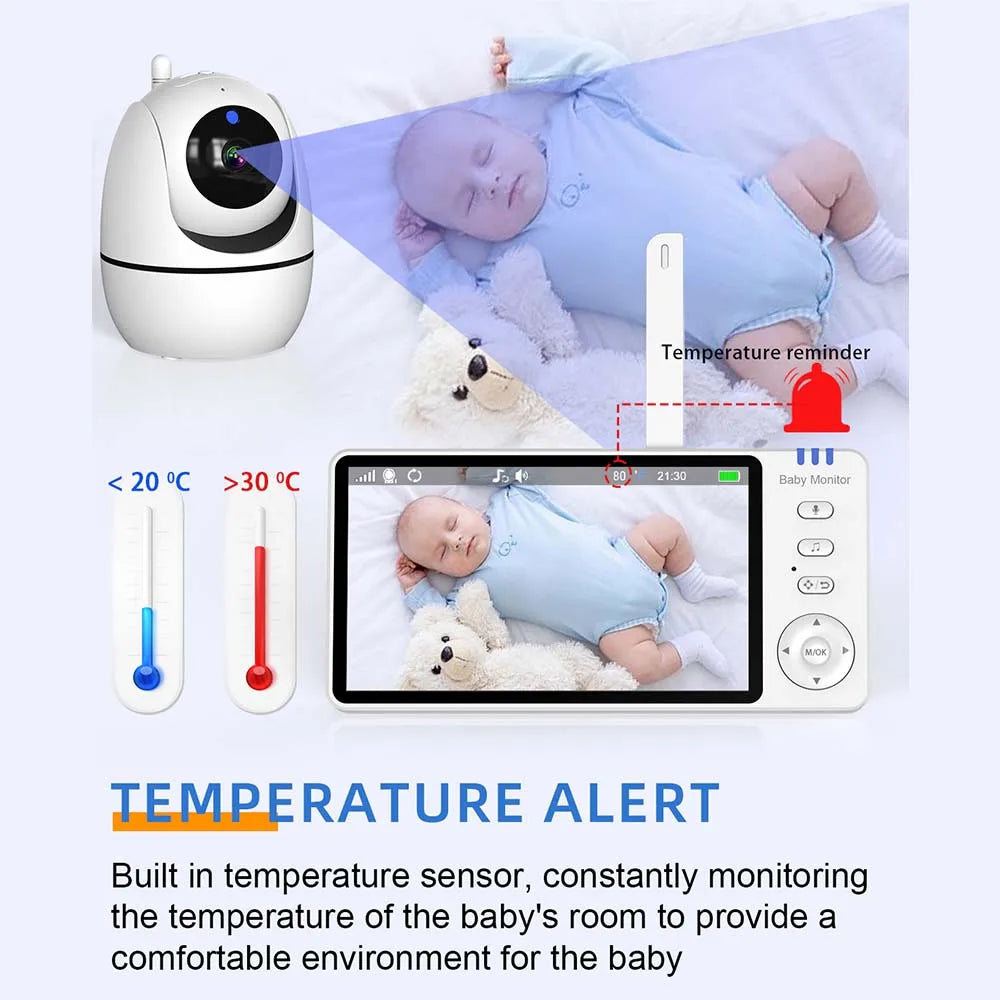5-Inch Video Baby Monitor with PTZ Camera