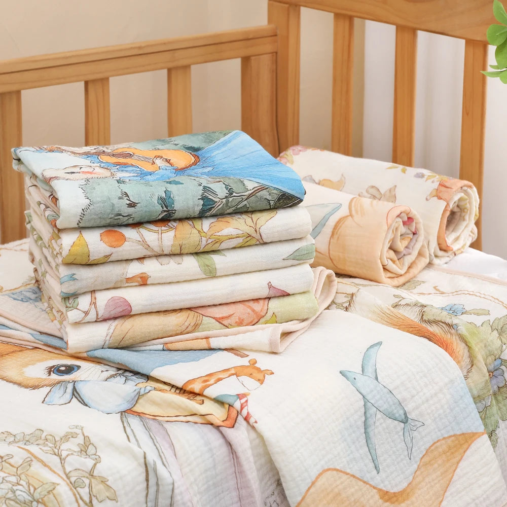 Cartoon Hooded Baby Bath Towel & Swaddle Blanket