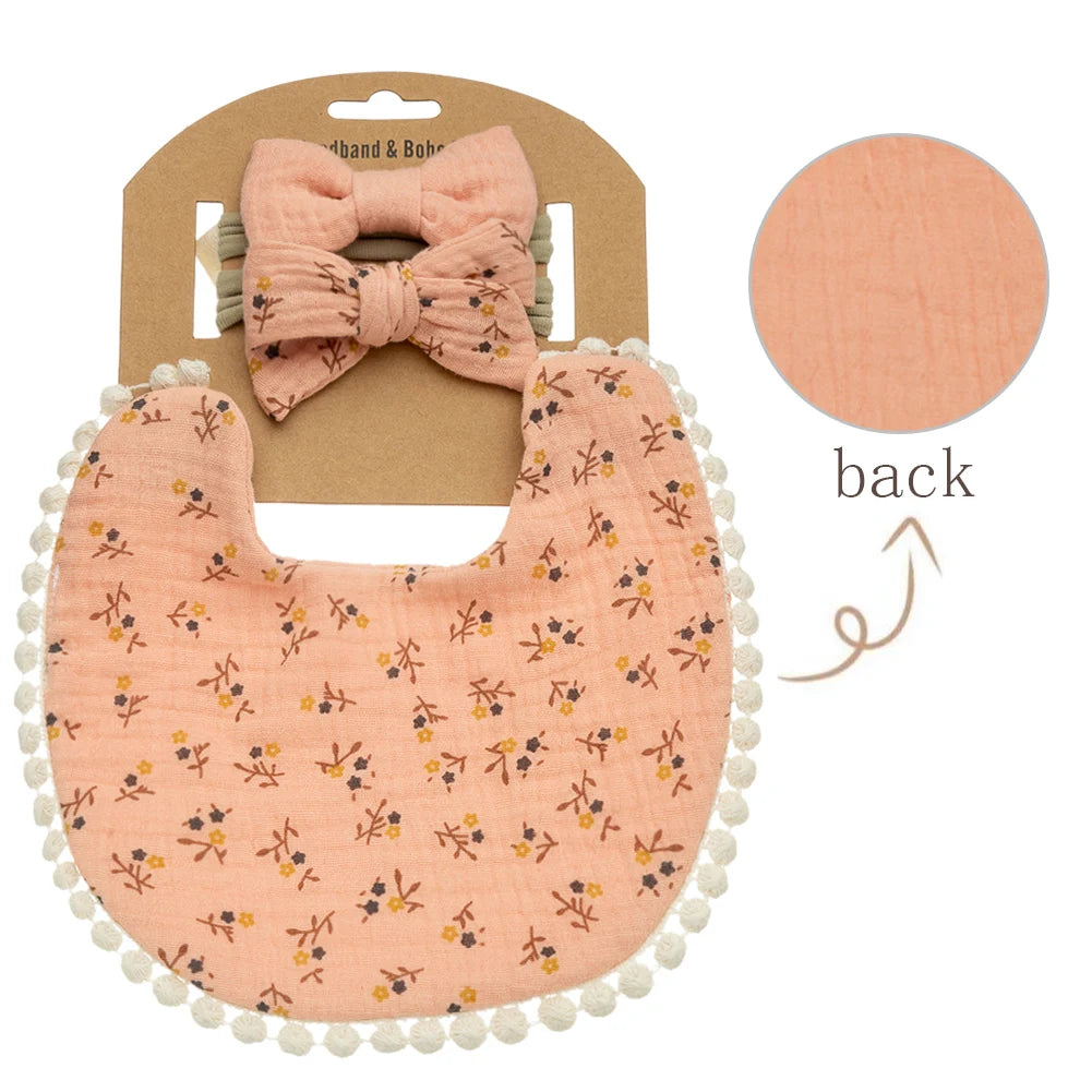3-Piece Floral Baby Bib & Headband Set