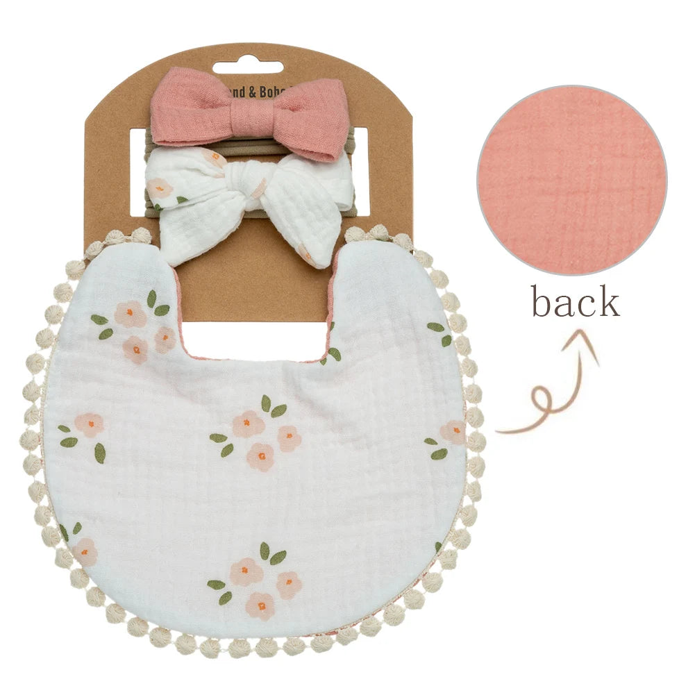 3-Piece Floral Baby Bib & Headband Set