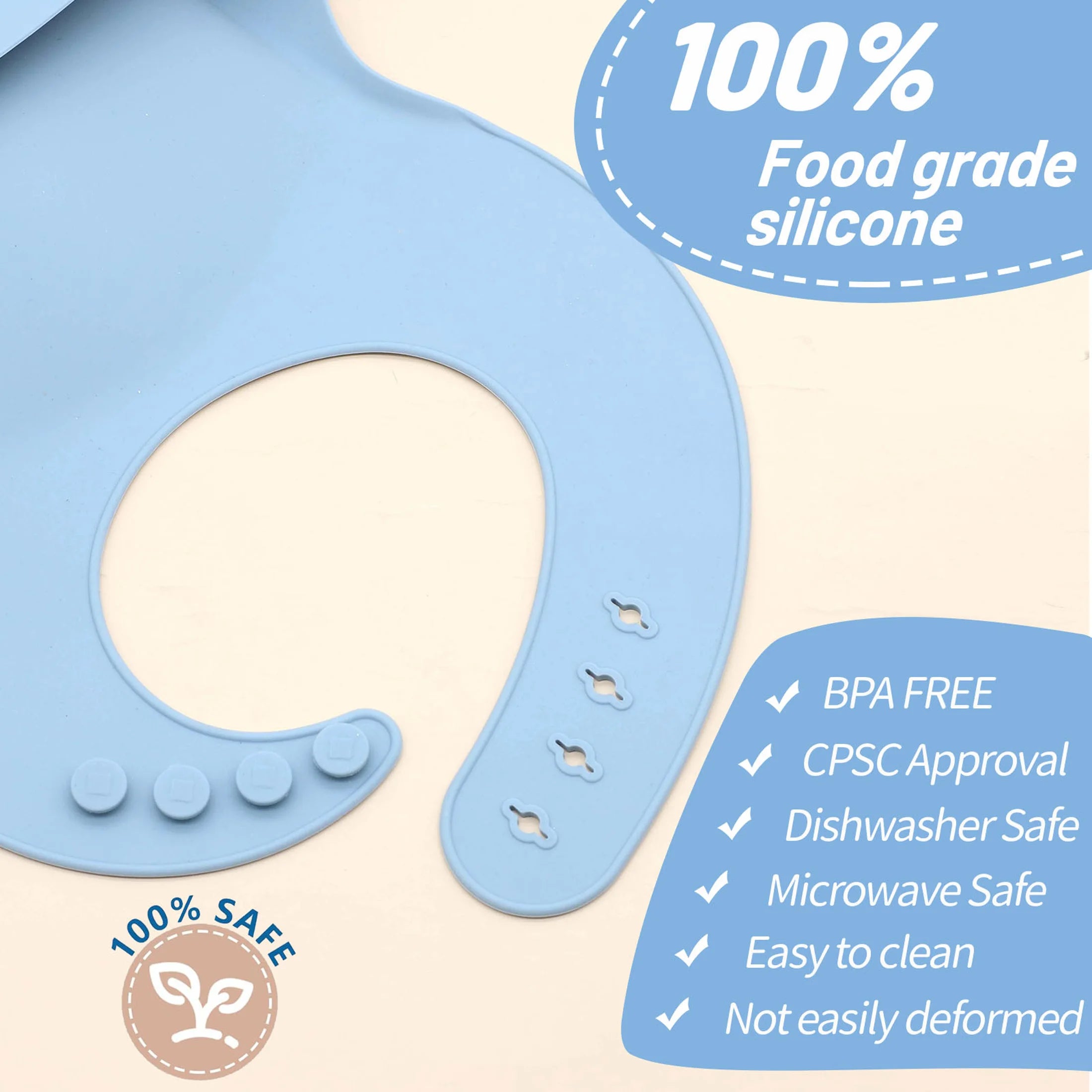 Adjustable Silicone Baby Feeding Bib