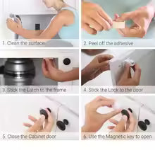 SafeLock™ Magnetic Cabinet Safety Locks (12-Pack)