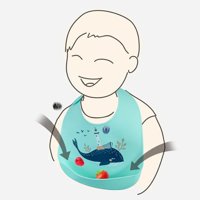 Cute Waterproof Silicone Baby Bib