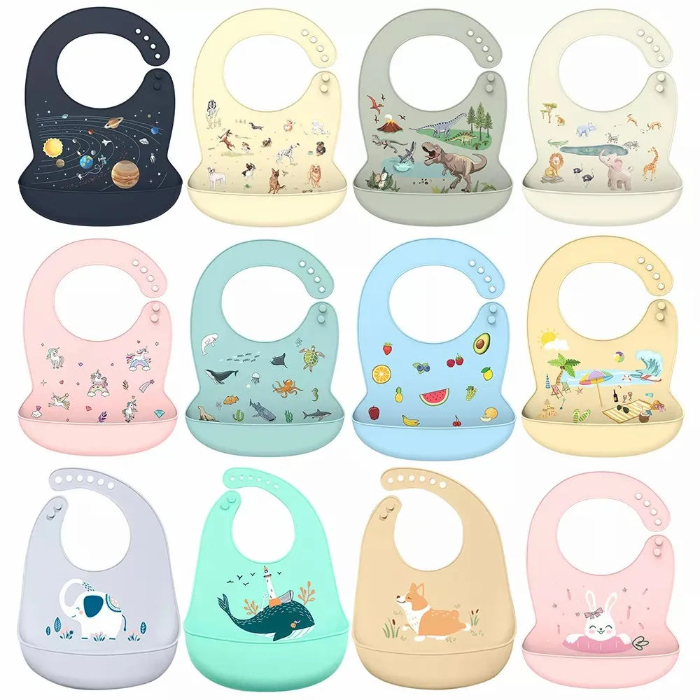 Cute Waterproof Silicone Baby Bib