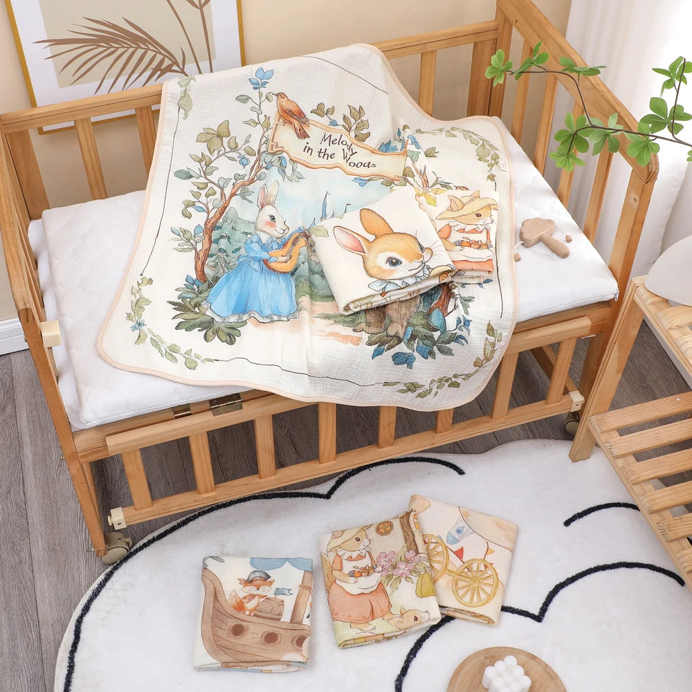 Cartoon Hooded Baby Bath Towel & Swaddle Blanket