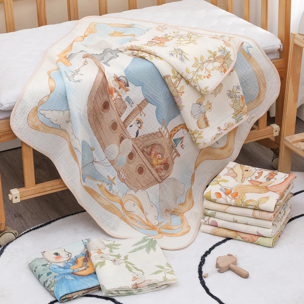 Cartoon Hooded Baby Bath Towel & Swaddle Blanket