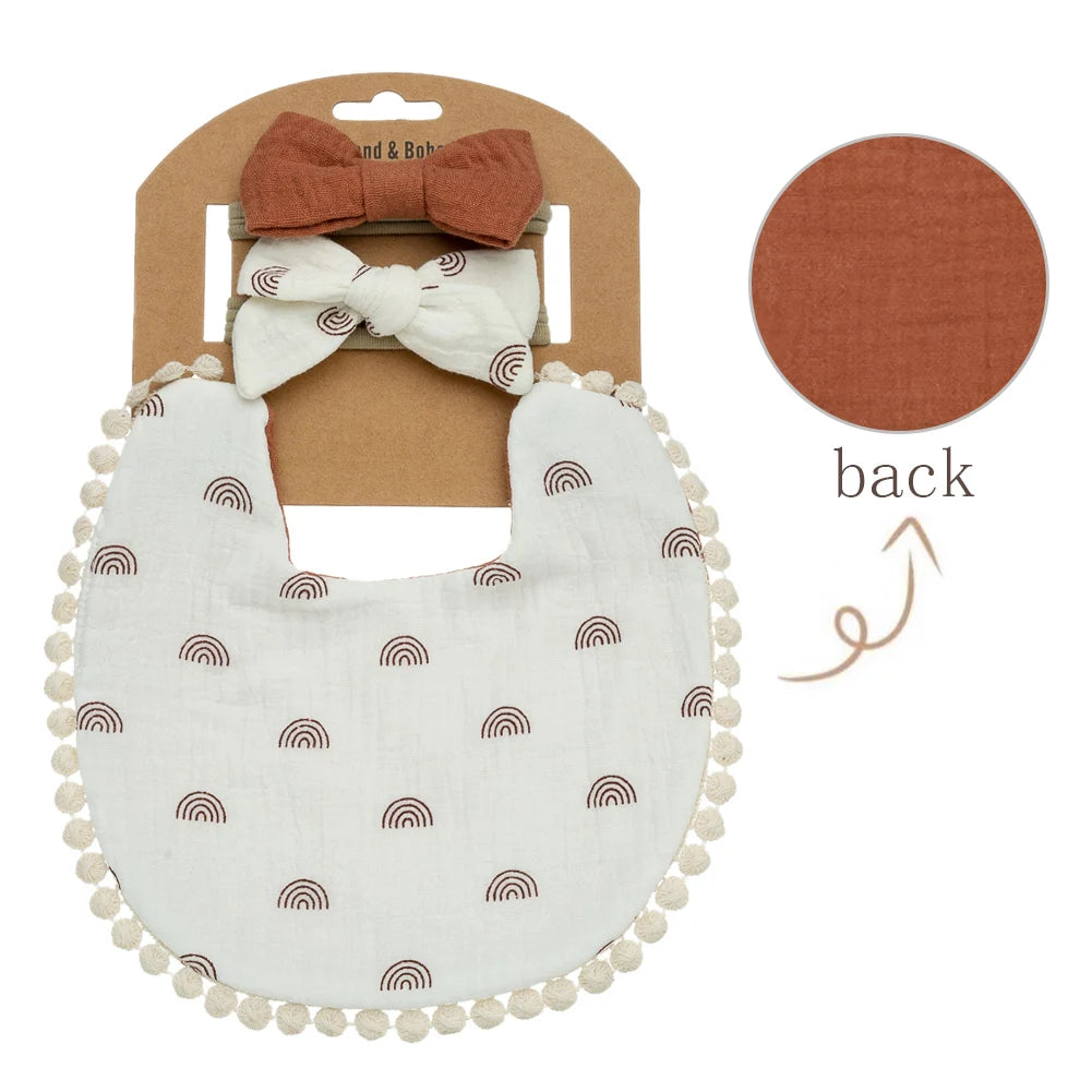 3-Piece Floral Baby Bib & Headband Set