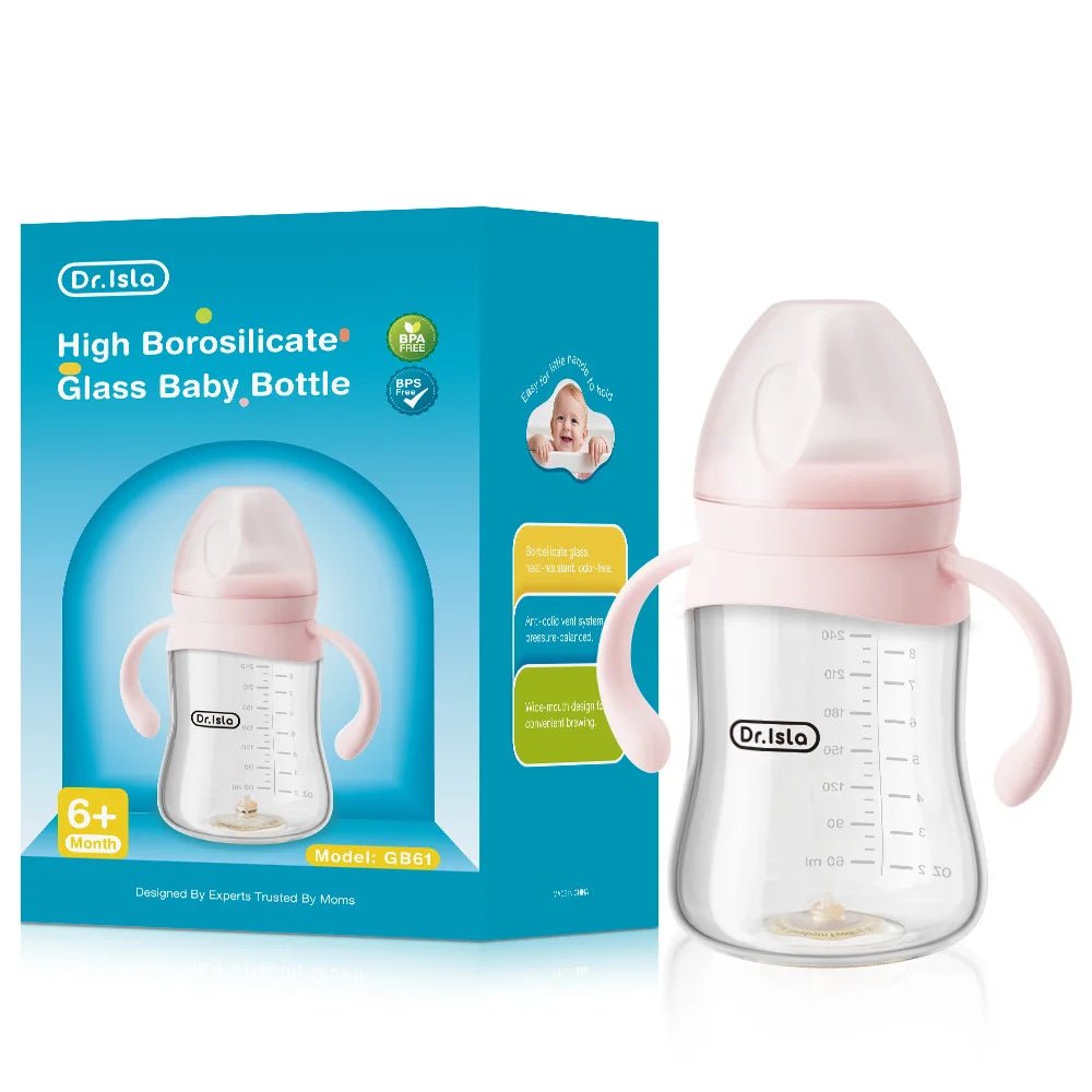 Wide-Neck Glass Baby Feeding Bottle