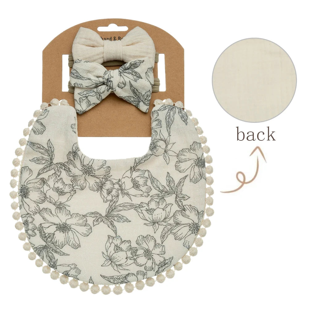 3-Piece Floral Baby Bib & Headband Set