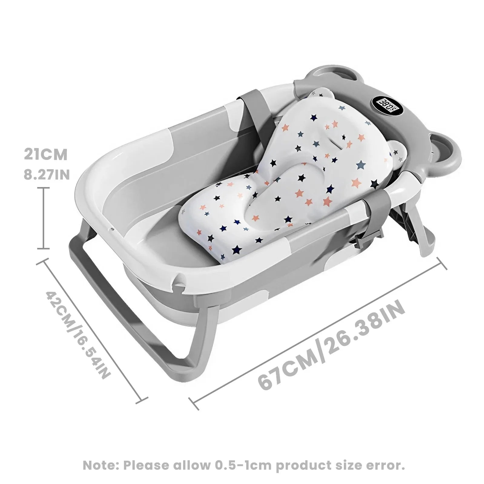 Newborn Collapsible Baby Bathtub with Thermometer & Floating Cushion