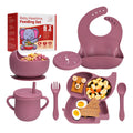Complete Silicone Baby Feeding Set - 6+ Months Food Grade Baby Feeding Essentials | Silicone Bibs Baby Bowls and Plates 3 in 1 Baby Sippy Cup Spoons and Fork Set | Free of BPA/PVC/Lead/Phthalate