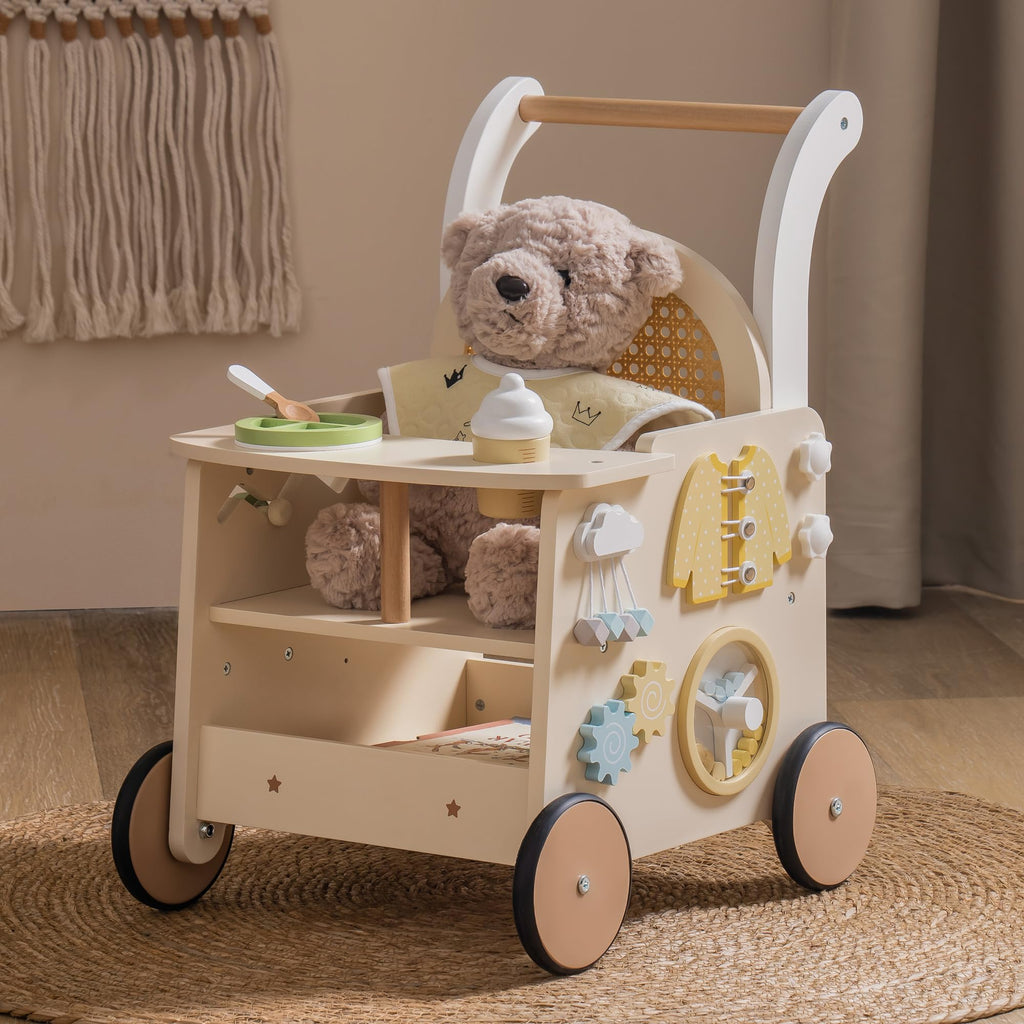 Wooden Baby Walker & Toy Activity Center
